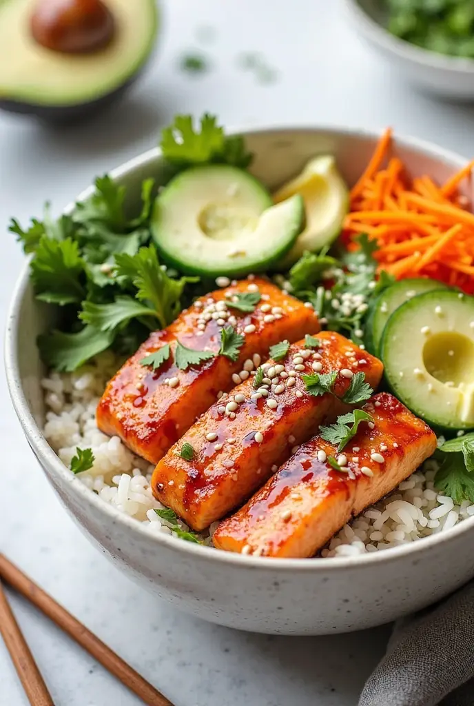 salmon rice bowl