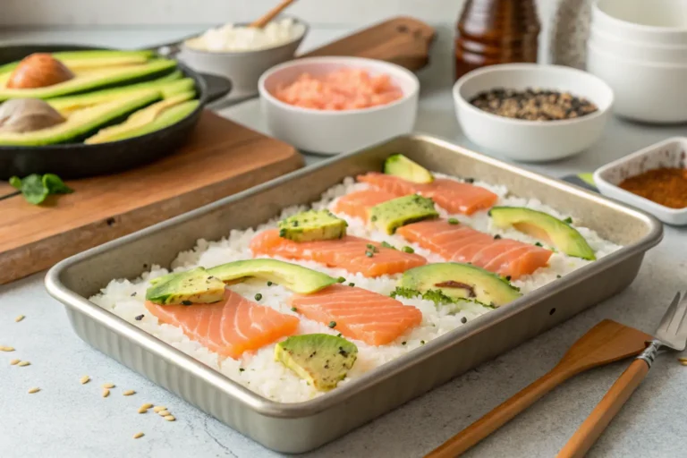 salmon sushi bake